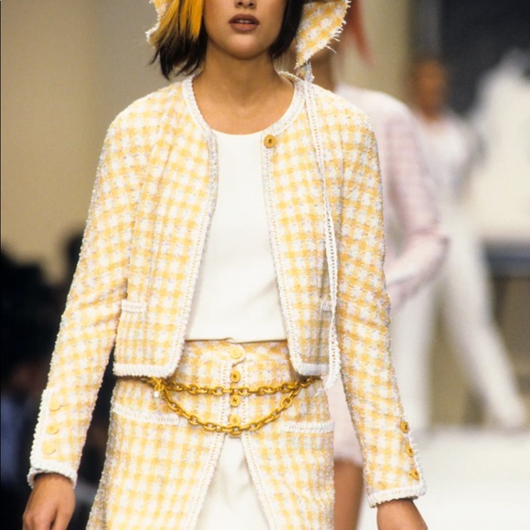 Iconic Chanel Vintage Spring 1994 Runway Yellow Tweed 94P Jacket